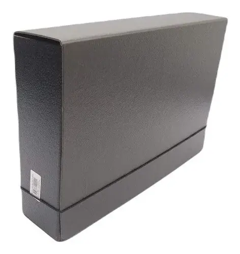 CAJA CON SOLAPAS // 8 CM FIBRA NEGRA //  C/ELASTICO **