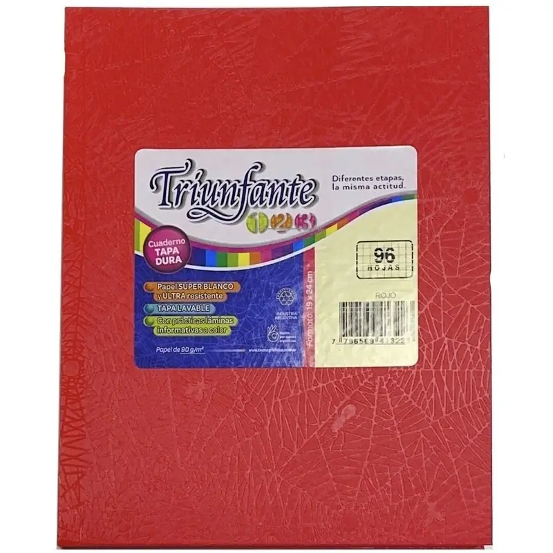 Cuaderno Tapa Dura Forrado Araña // ROJO TRIUNFANTE // 100 HOJAS RAYADO (TAMAÑO GRANDE N°3 / A3) 19x24