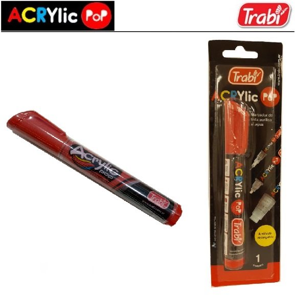 MARCADOR DE ACRILICO TRABI " ROJO " ACRYLIC POP PUNTAS INTERCAMBIABLES