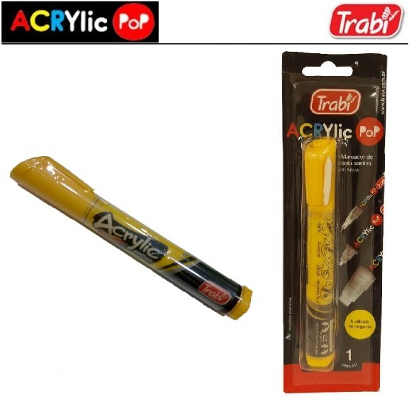 MARCADOR DE ACRILICO TRABI " AMARILLO " ACRYLIC POP PUNTAS INTERCAMBIABLES