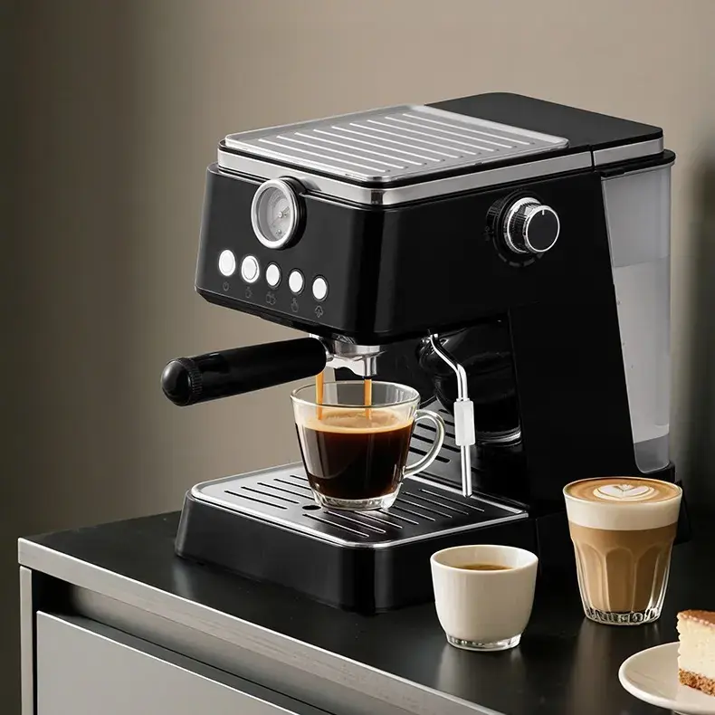 Cafetera Expresso TIME NEGRA 1.5 Litros - 20 BAR (INCLUYE ESPUMADOR DE LECHE) 1350W
