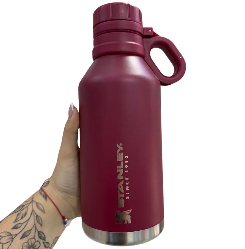 Botellón Viajero Térmico Acero Inoxidable "TRAVEL BORDO SIMIL STANLEY 1.2 Litros" Doble capa con Manija (Frio / Caliente)