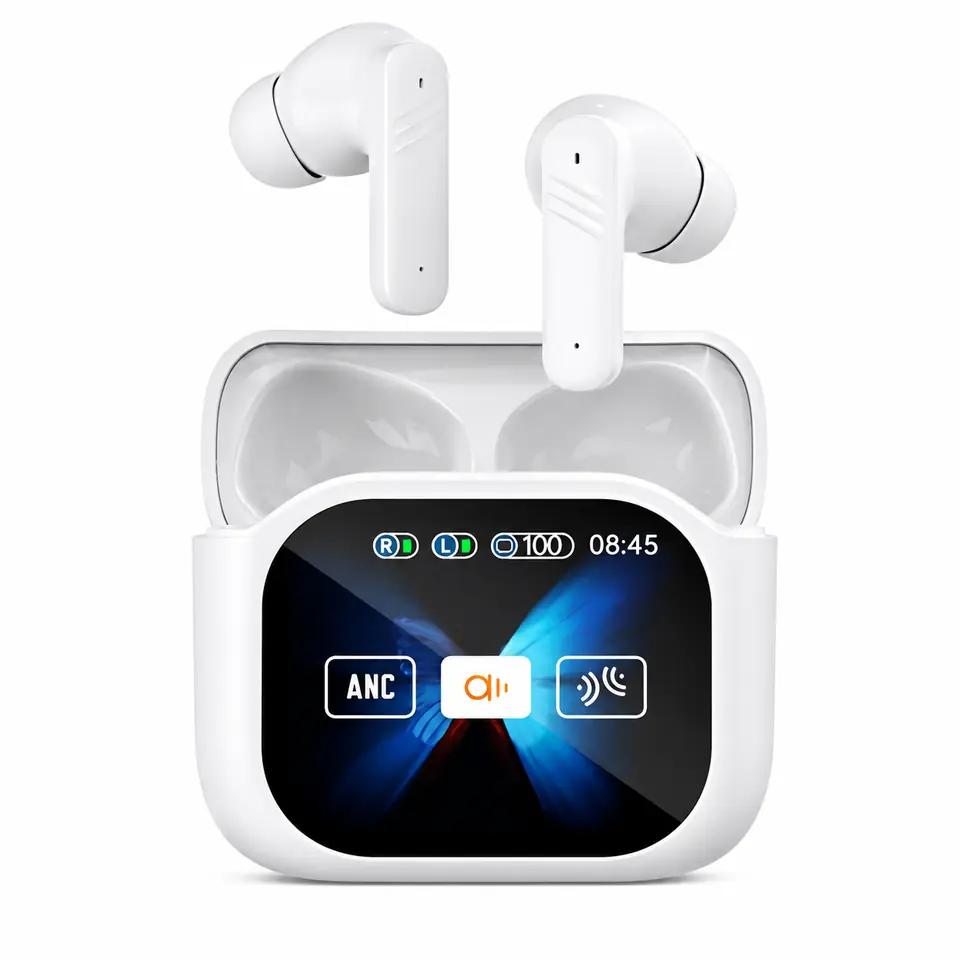 Auriculares * XAEA NOX BLANCO CON PANTALLA* ANC Y ENC PREMIUM Inalámbricos Bluetooth (Con Cancelación de ruido Optimizada)