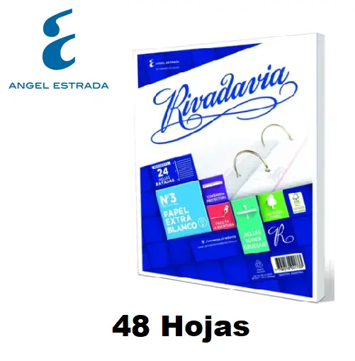 Repuesto Escolar Rivadavia x .48 hojas C/ MARGEN REFORZADO