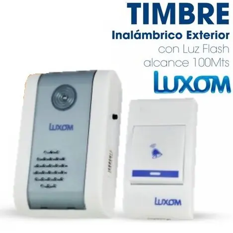 Timbre Inalambrico Exterior Luxom Pila Pared Casa
