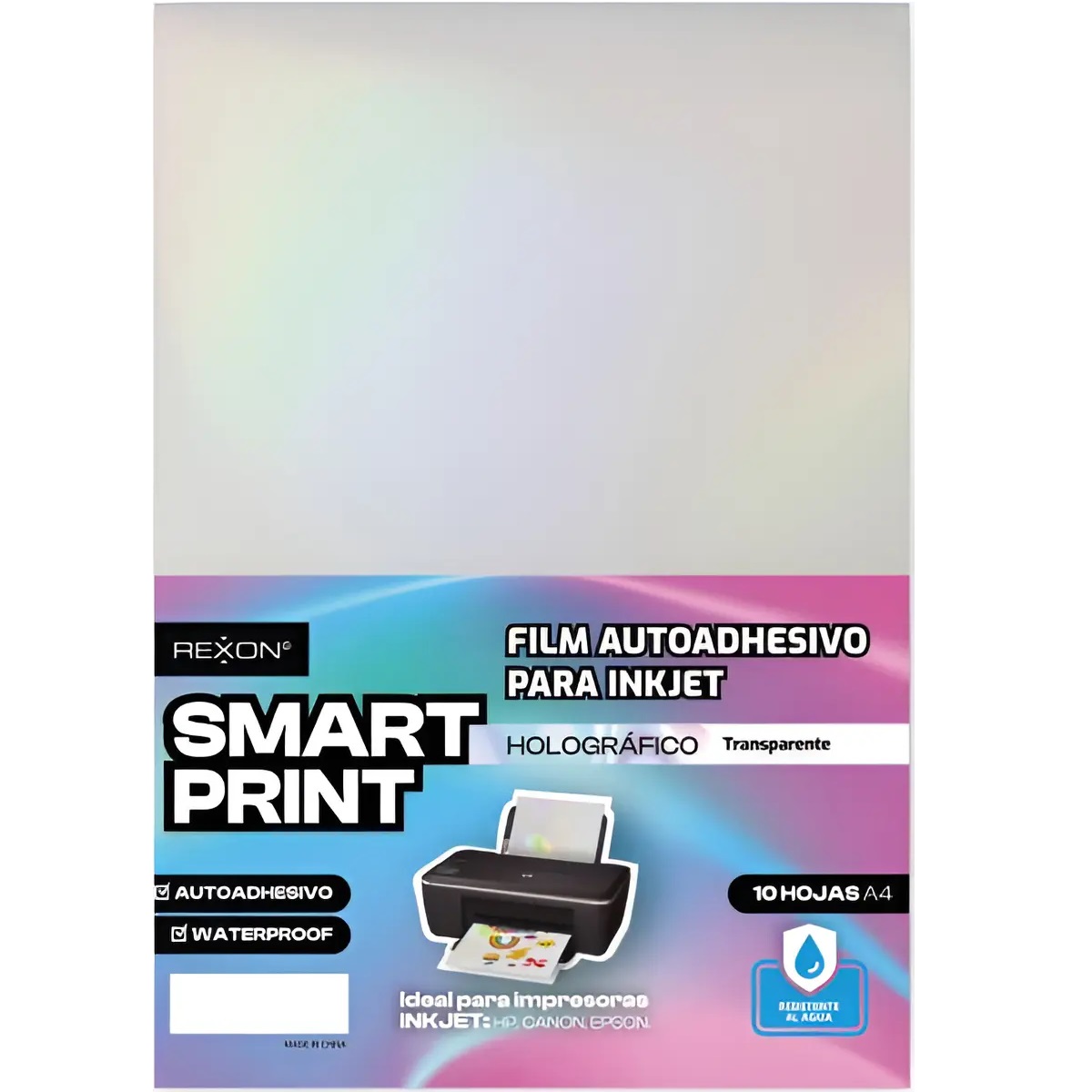 Resma de Film REXON Autoadhesivo - Holográfico Transparente - (Resistente al Agua) x 10 unidades