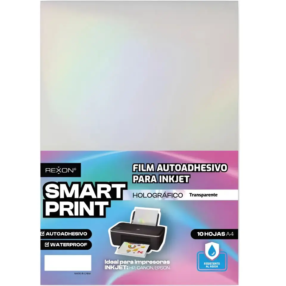 Resma de Film REXON Autoadhesivo - Holográfico Transparente - (Resistente al Agua) x 10 unidades