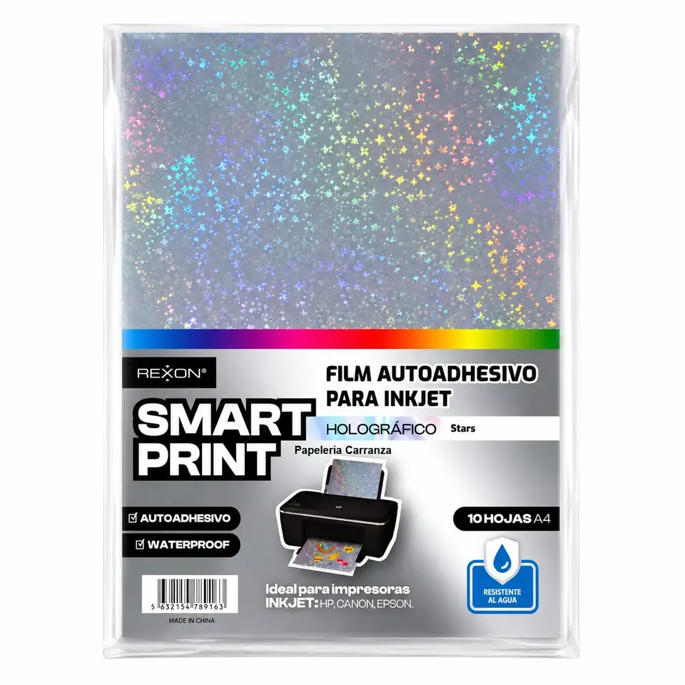 Resma de Film REXON Autoadhesivo - Holográfico Stars - (Resistente al Agua) x 10 unidades