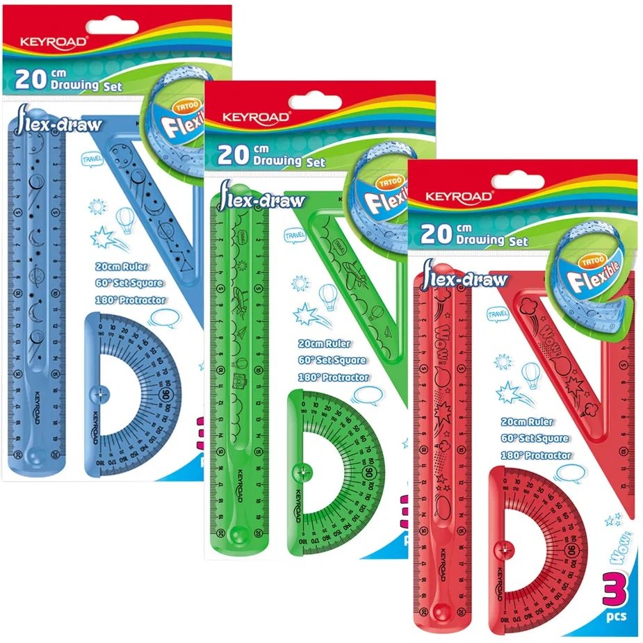 Set Geometria FLEXIBLE KEYROAD / UTIL UNO 20 cm 3 piezas