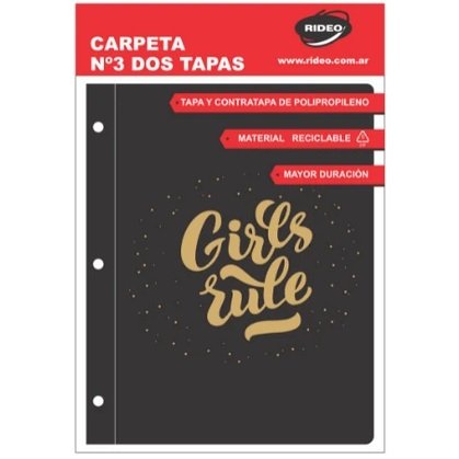 Tapa de Carpeta Escolar N3 " GIRLS RULE " (Polipropileno)
