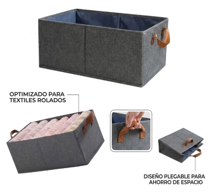 Cesto Organizador de Ropa Plegable Canasto C/ Manija