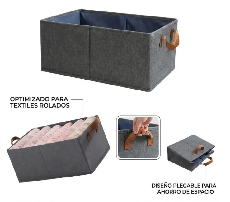 Cesto Organizador de Ropa Plegable Canasto C/ Manija