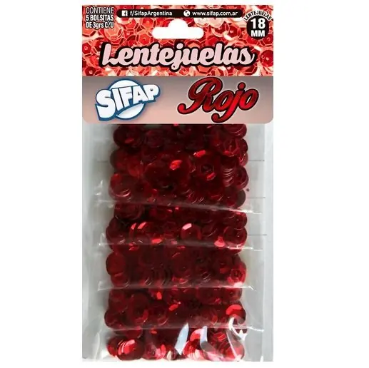 Lentejuelas Sifap *ROJO* x 5 sobres x Color