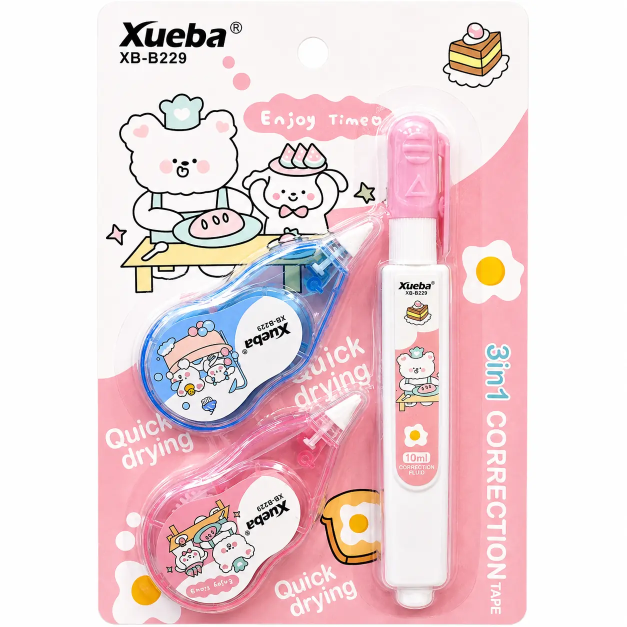 Corrector Kawaii Xueba 1 Liquido + 2 Cinta (Kit 3 en 1)