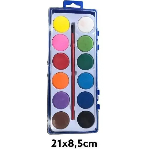 Acuarelas COLLEGE Escolar x  12 Colores + PINNCEL *Estuche Rígido*