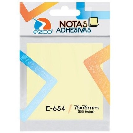Notas Adhesivas EZCO " AMARILLO PASTEL " 75 x 75