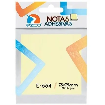 Notas Adhesivas EZCO " AMARILLO PASTEL " 75 x 75