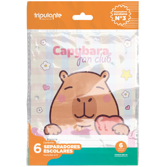 Separadores de Materias  " CAPYBARA " Tamaño Escolar (Fantasia) Tripulante