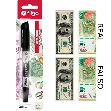 Marcador de Billetes Falsos " Filgo " (detecta papel moneda)