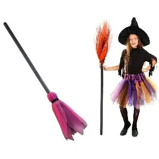 ESCOBA DE HALLOWEEN BRUJA ROSA