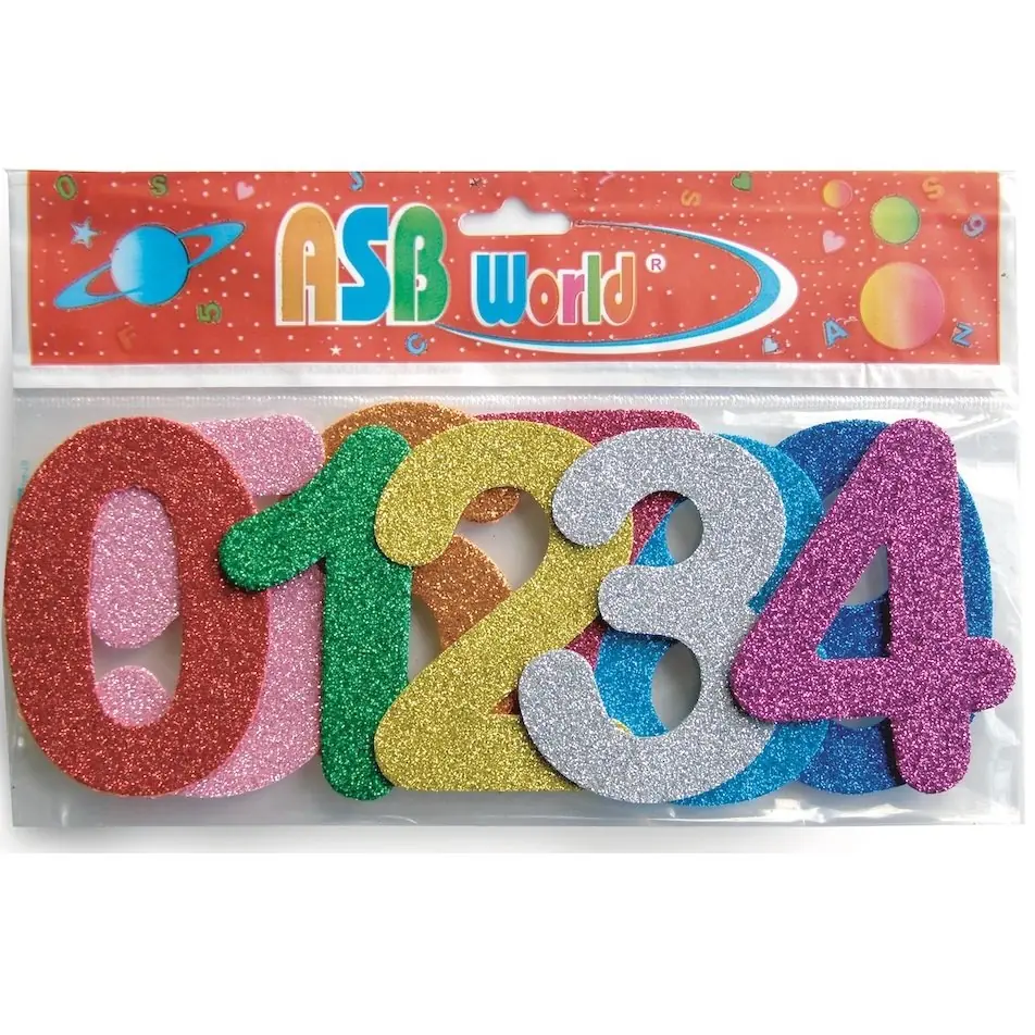 Aplicaciones en Goma Eva " Numeros c/ Brillo"