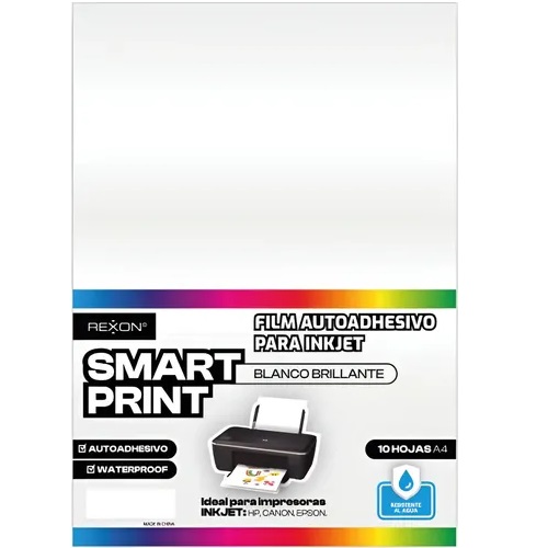 Resma de Film REXON Autoadhesivo - Blanco Brillante - (Resistente al Agua) x 10 unidades