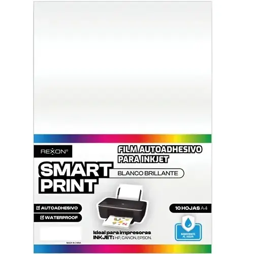 Resma de Film REXON Autoadhesivo - Blanco Brillante - (Resistente al Agua) x 10 unidades