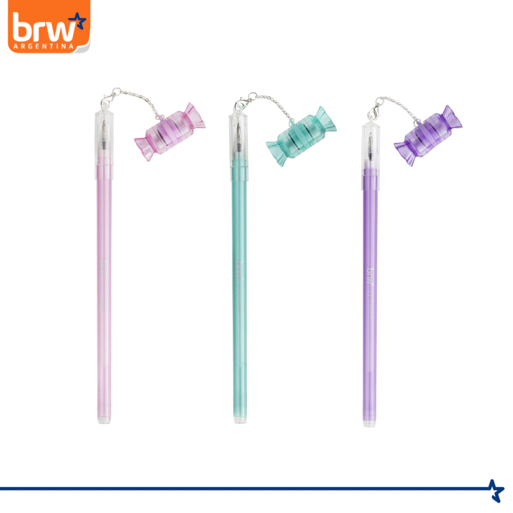 Lapicera con Sellitos x 2 " CANDY " Premium (Tinta Azul) Trazo Fino BRW