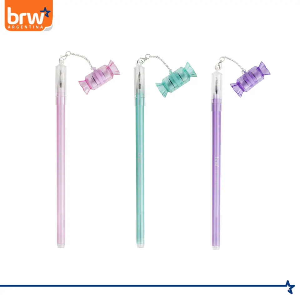 Lapicera con Sellitos x 2 " CANDY " Premium (Tinta Azul) Trazo Fino BRW
