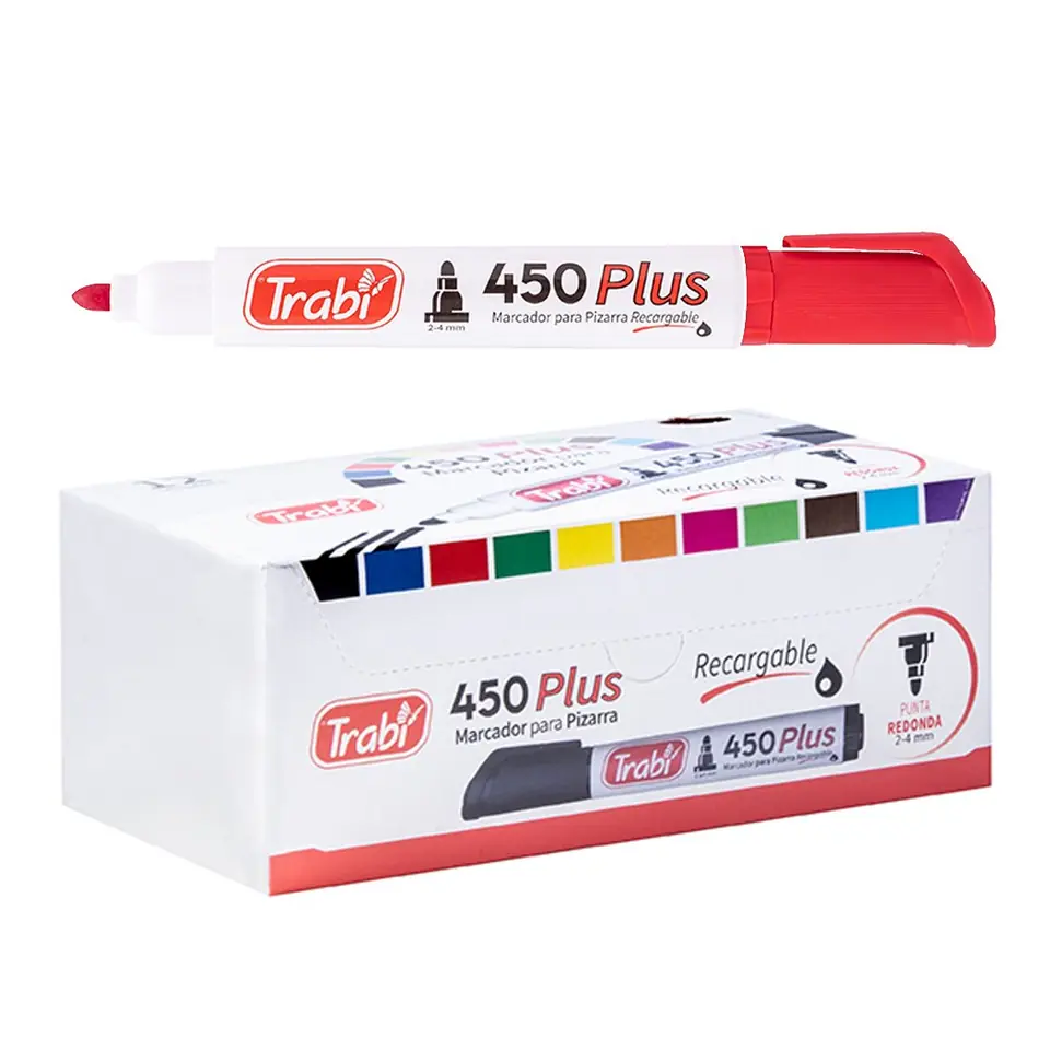 ||OFERTA EFECTIVO / TRANSFERENCIA|| Marcador para Pizarra ** Rojo 450 (CAJA x 12) **  RECARGABLE Trabi