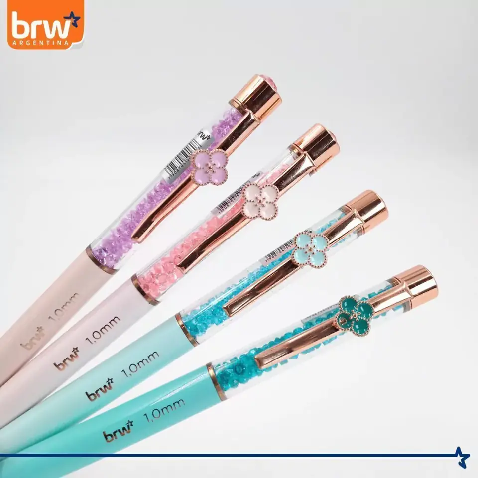 Lapiceras Metalicas * PASTEL c/ Flor y Diamante * PREMIUM Regalo BRW