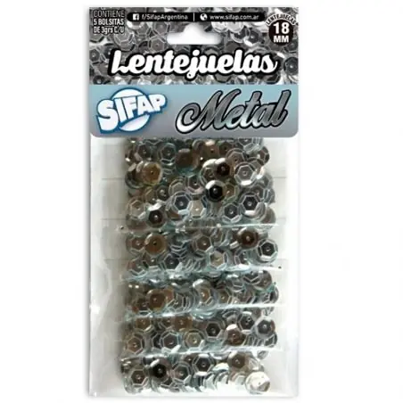 Lentejuelas Sifap *PLATEADO* x 5 sobres x Color (METAL)