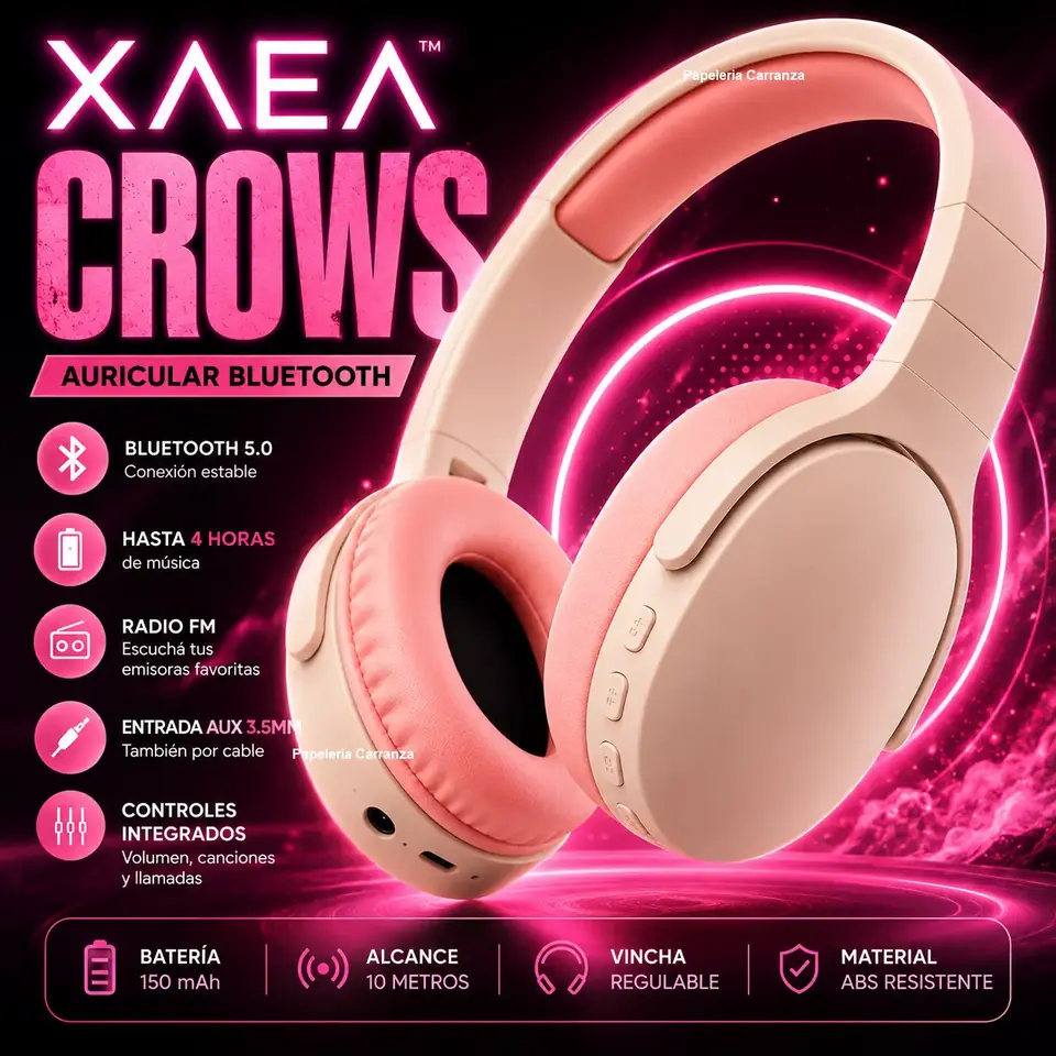 Auriculares Inalámbricos * XAEA CROWS Rosa * Bluetooth