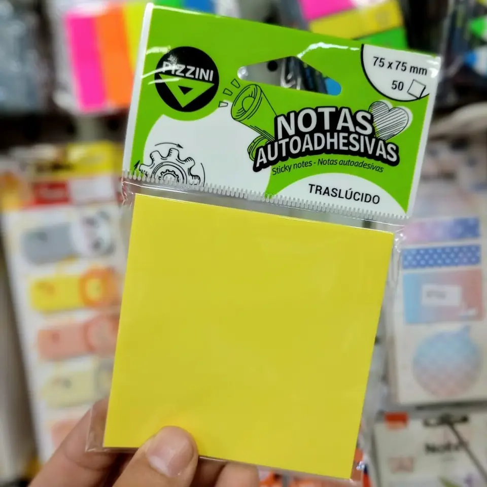 Notas Adhesivas PIZZINI "PASTEL TRASLUCIDAS" 75 x 75 (TRANSPARENTES - RESALTADOR)