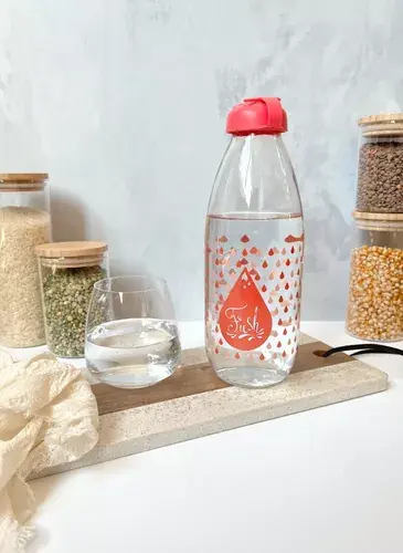 BOTELLAS DE VIDRIO 1 LITRO * ROSA * C/ TAPA PLASTICA