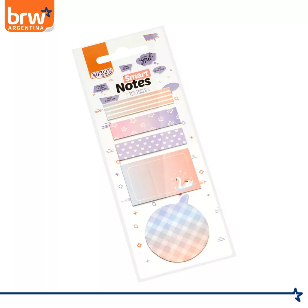 Set BRW "TEXTURES CISNE" Notas Adhesivas + Señaladores de Paginas