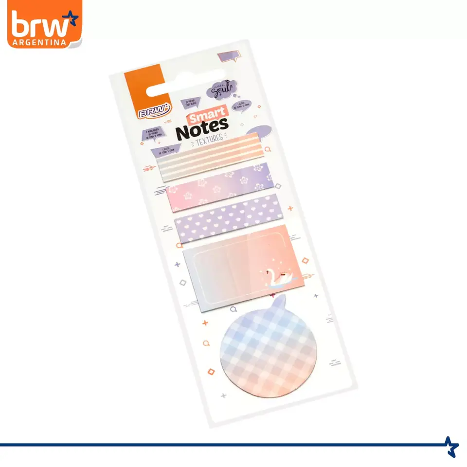 Set BRW "TEXTURES CISNE" Notas Adhesivas + Señaladores de Paginas