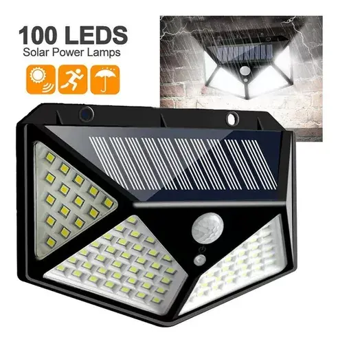 Lampara Exterior * Con Sensor de Movimiento * Carga Solar (100 LED) BK-100 * Resiste la intemperie *