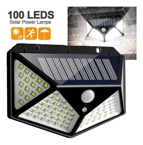 Lampara Exterior * Con Sensor de Movimiento * Carga Solar (100 LED) BK-100 * Resiste la intemperie *