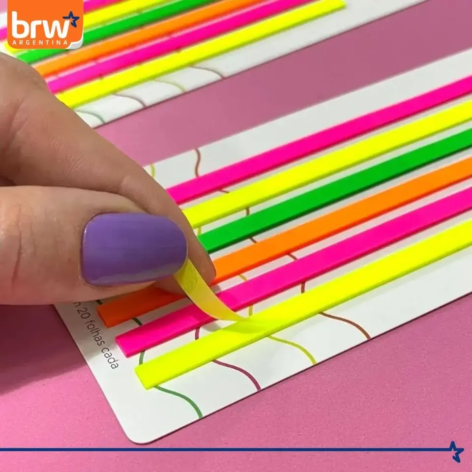 NOTAS BRW ** RESALTA NEÓN **  AUTOADHESIVAS (TRANSPARENTES - RESALTADOR)