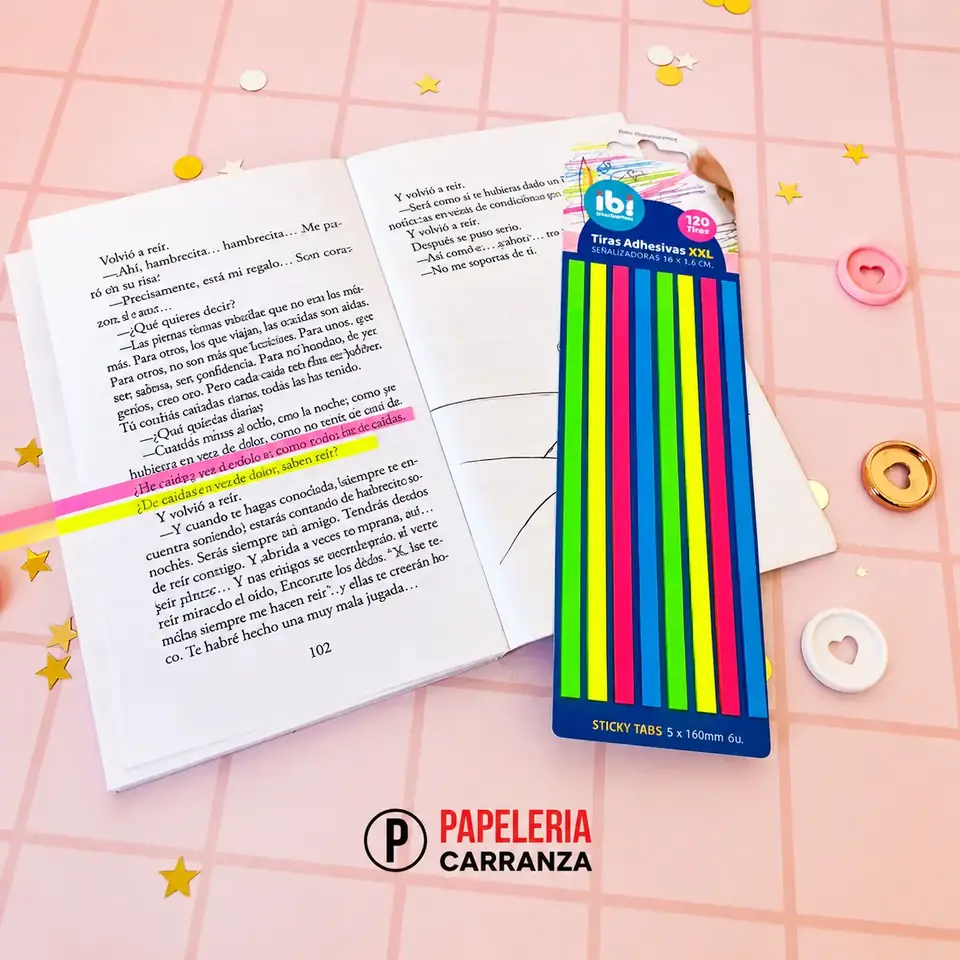 Notas Adhesivas ** TIRAS XXL NEÓN ** IBI x 120 TIRAS -