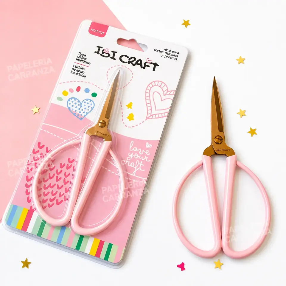 TIJERAS CRAFTER IBI CRAFT "PRESICION MULTIUSO" VINTAGE ROSA - COSTURA Y MANUALIDADES