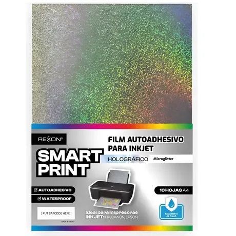 Resma de Film REXON Autoadhesivo - Holográfico MicroGlitter - (Resistente al Agua) x 10 unidades