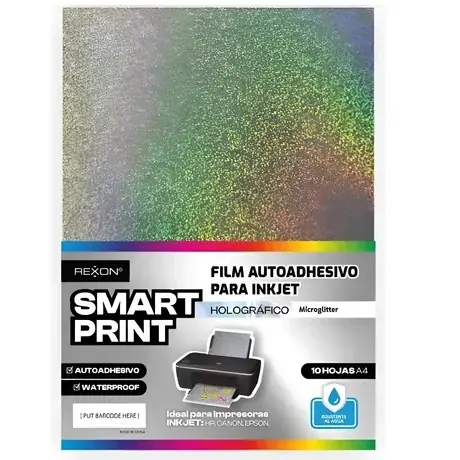 Resma de Film REXON Autoadhesivo - Holográfico MicroGlitter - (Resistente al Agua) x 10 unidades