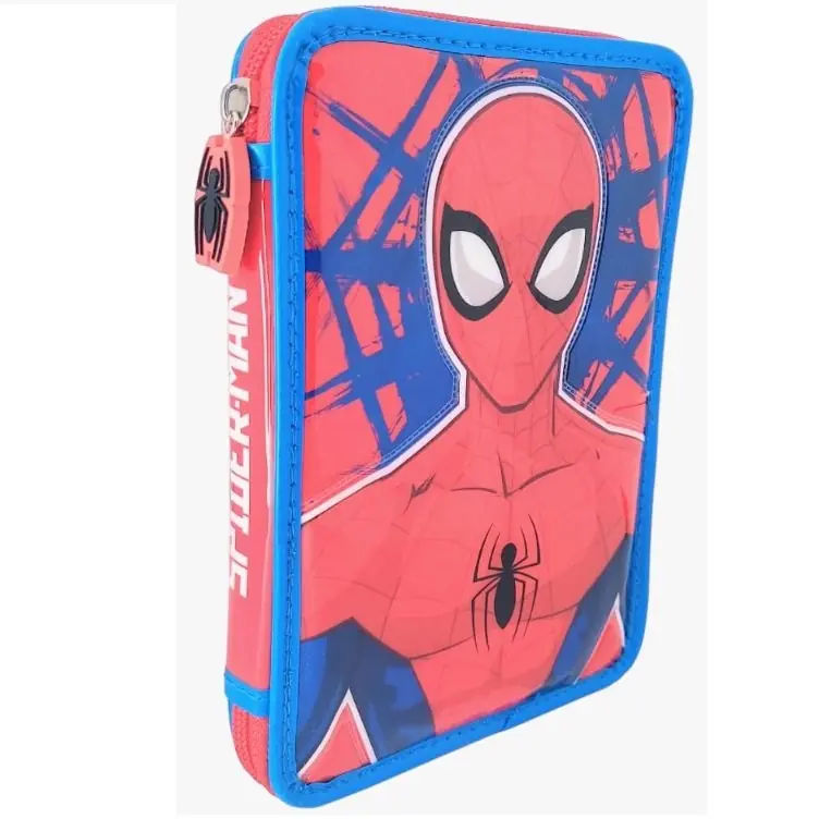KIT SET * CARTUCHERAS CRESKO "SPIDER MAN" 1 PISO REFORZADAS + 10 LAPIICES DE COLORES + 2 LAPIIZ NEGRO + G0MA DE BORRAR + SAKPUNTAS *