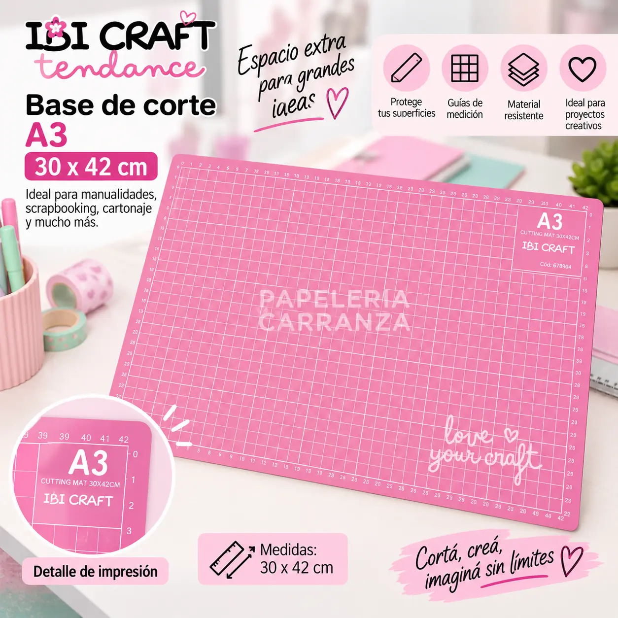 BASE DE CORTE * Rosa Ibi Craft * A3 (GRANDE)