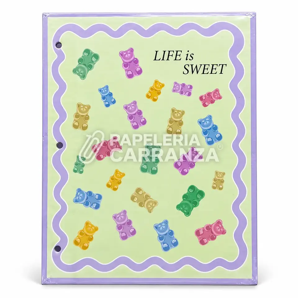 Tapa de Carpeta Escolar N3 " LIFE IS SWEET " LOBO