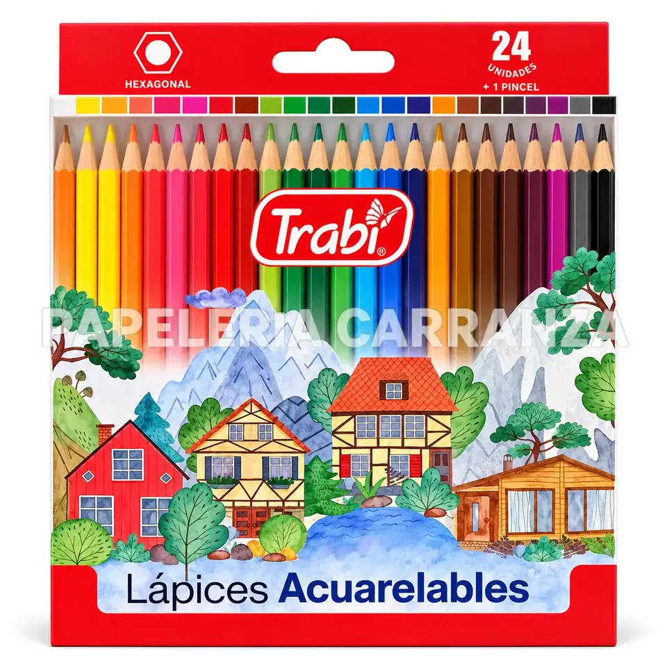 Lapices Trabi x 24 Largo // ACUARELABLES // + 1 Pincel