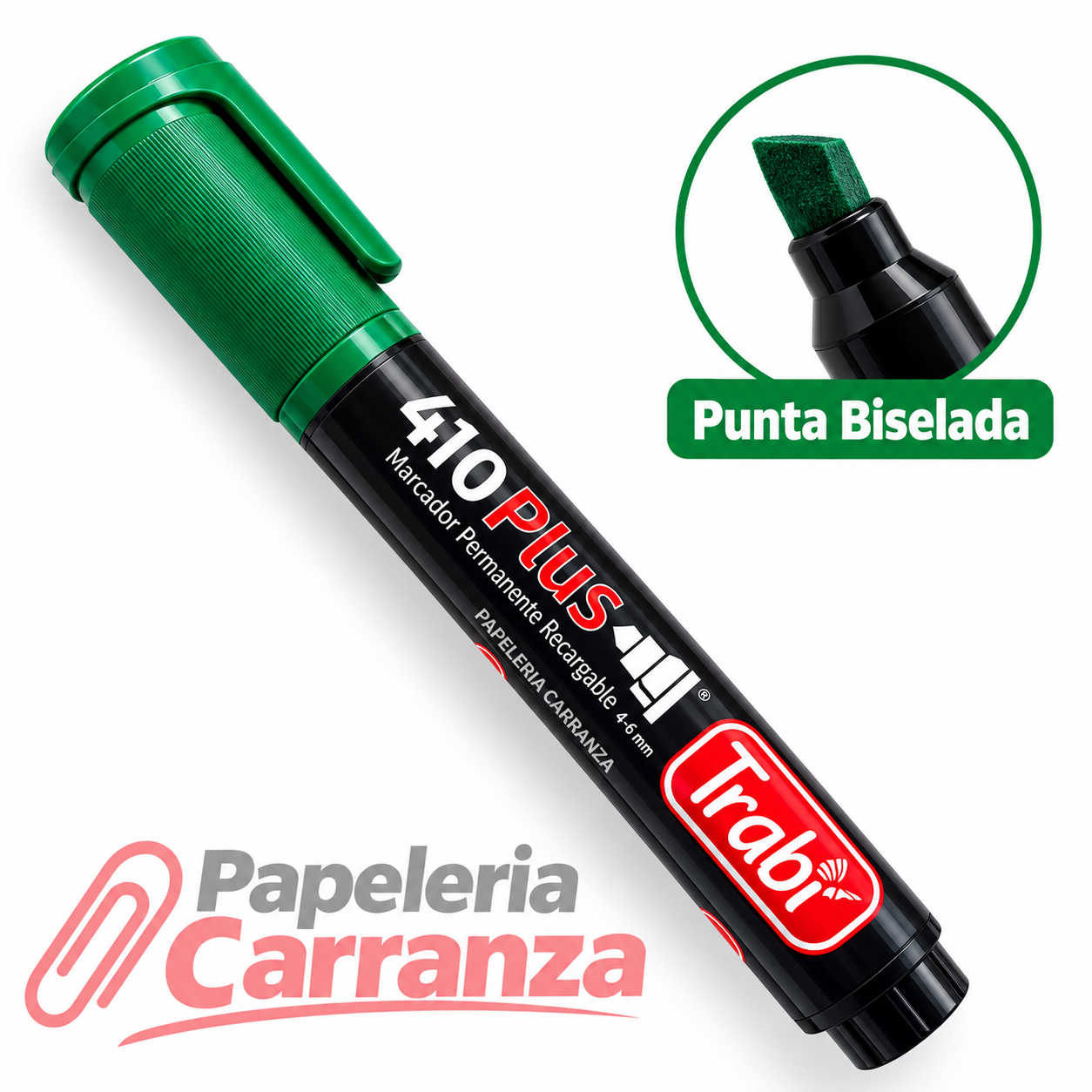 Marcadores Permanentes * Verde * TRABI Punta Biselada 410