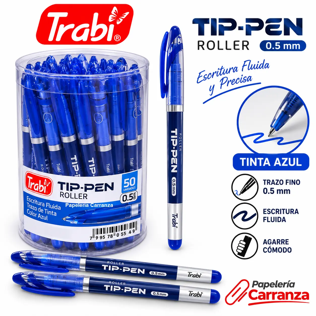 Lapiceras Roller "Trabi TIP PEN" Tinta AZUL 0,5mm